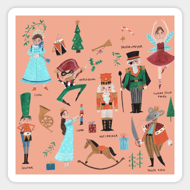 Nutcracker ballet characters pattern Magnet by CarolineBMuller